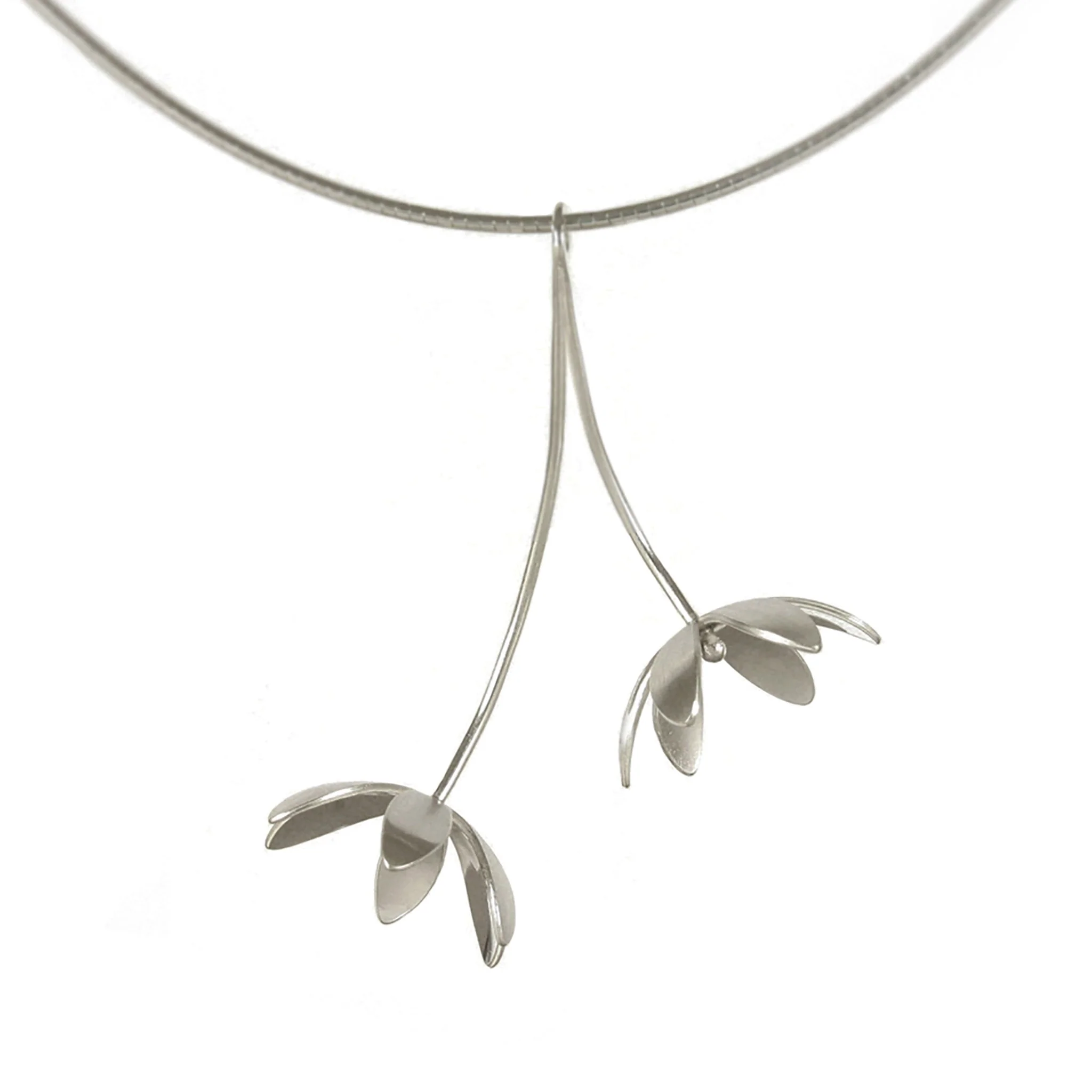 Daisy Silver Pendant on Omega Chain
