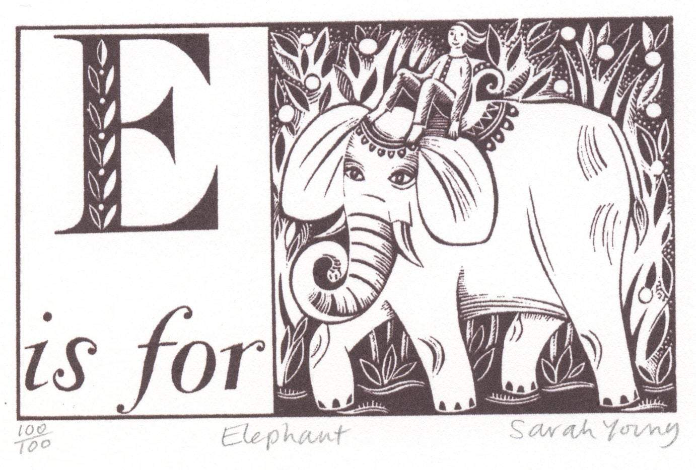 E is for Elephant - Alphabet Silkscreen Print - Image 2