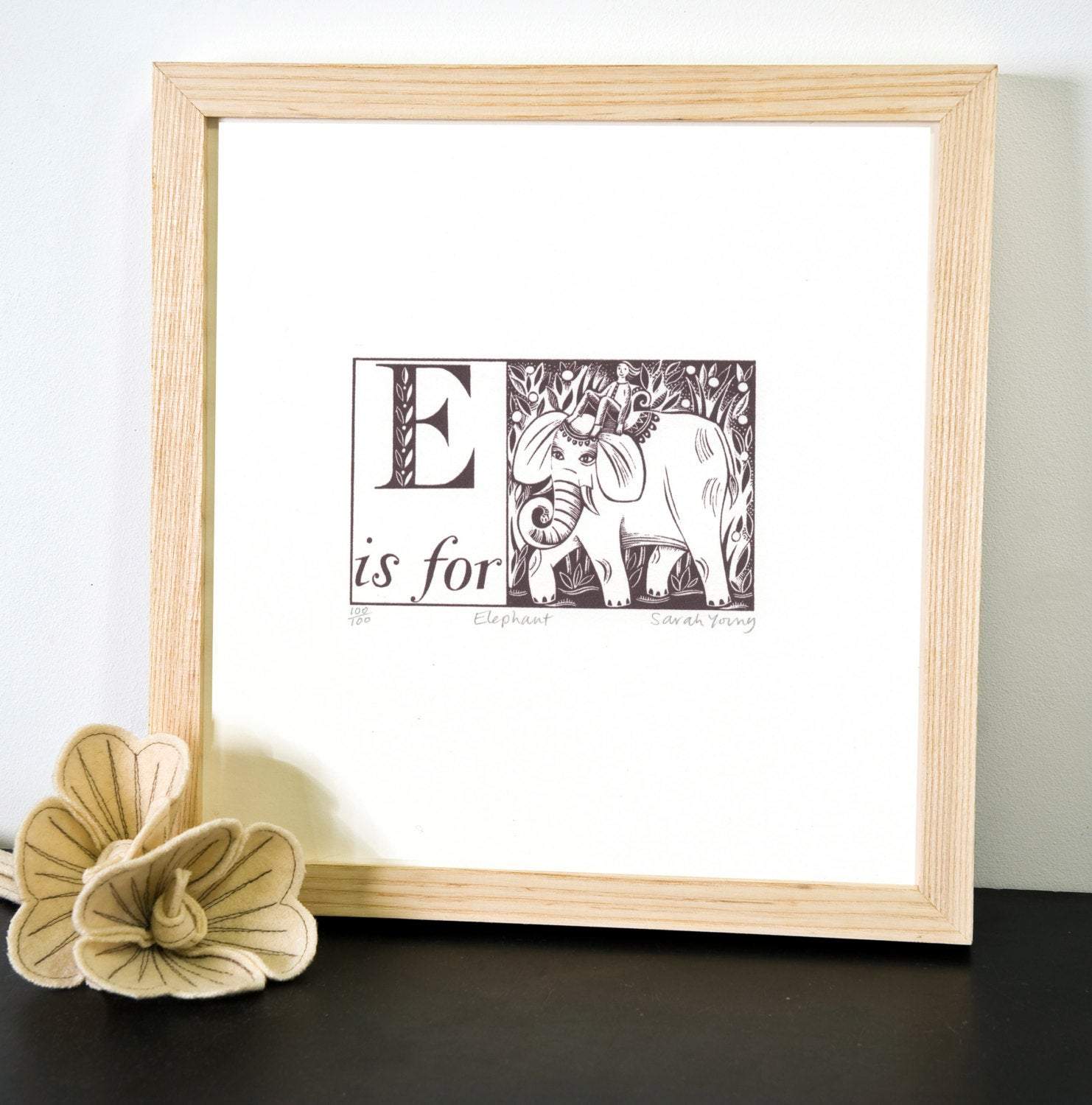 E is for Elephant - Alphabet Silkscreen Print - Image 3