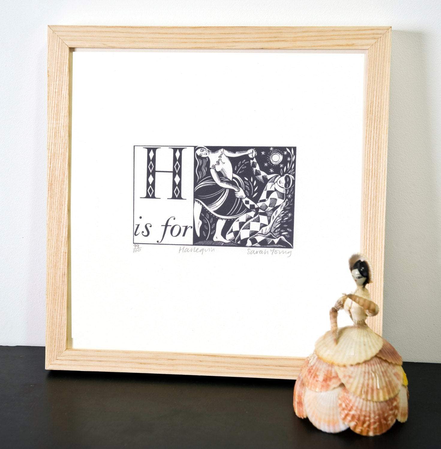 H is for Harlequin - Alphabet Silkscreen Print - Image 3