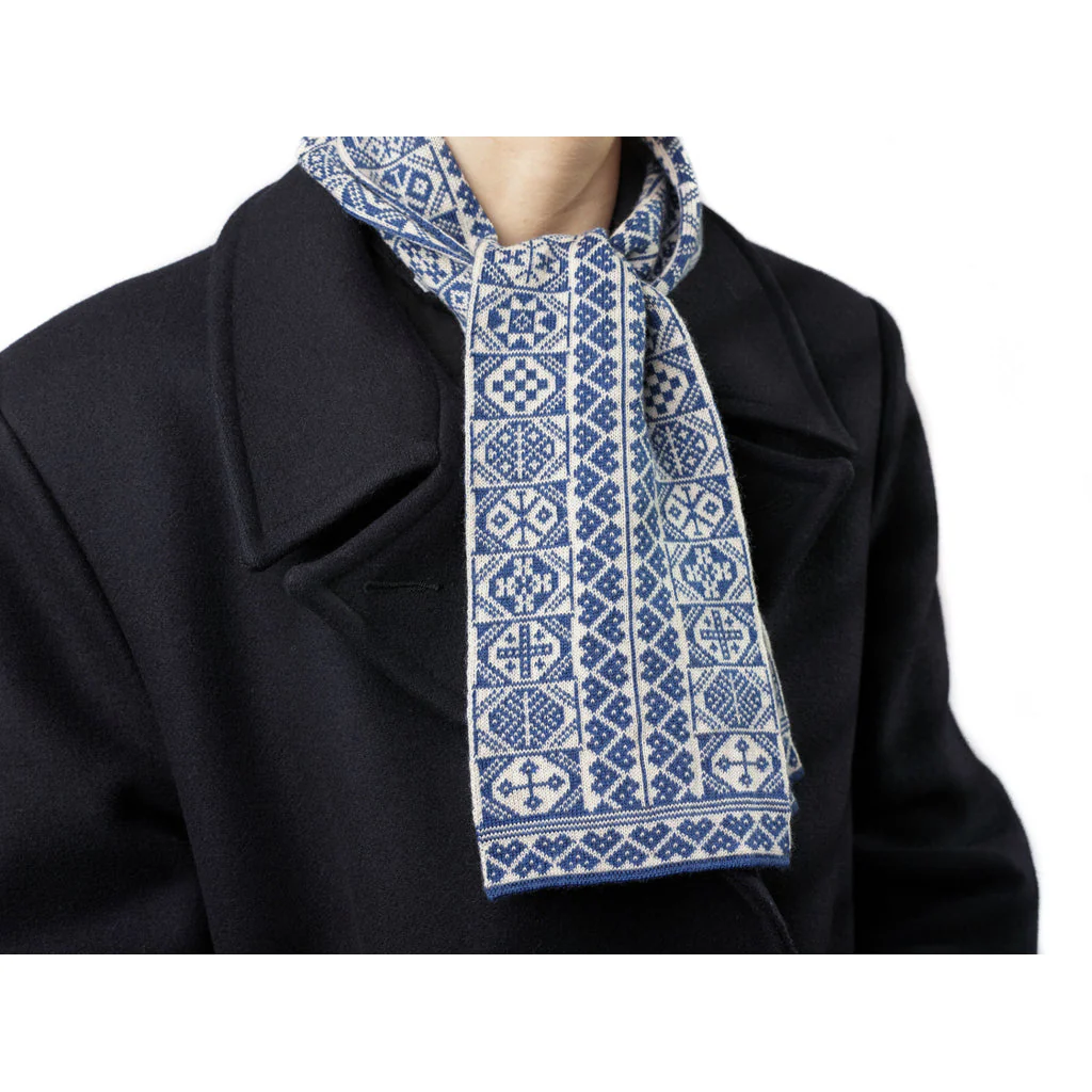 Hearts Design Mini Scarf in Blue - Image 3