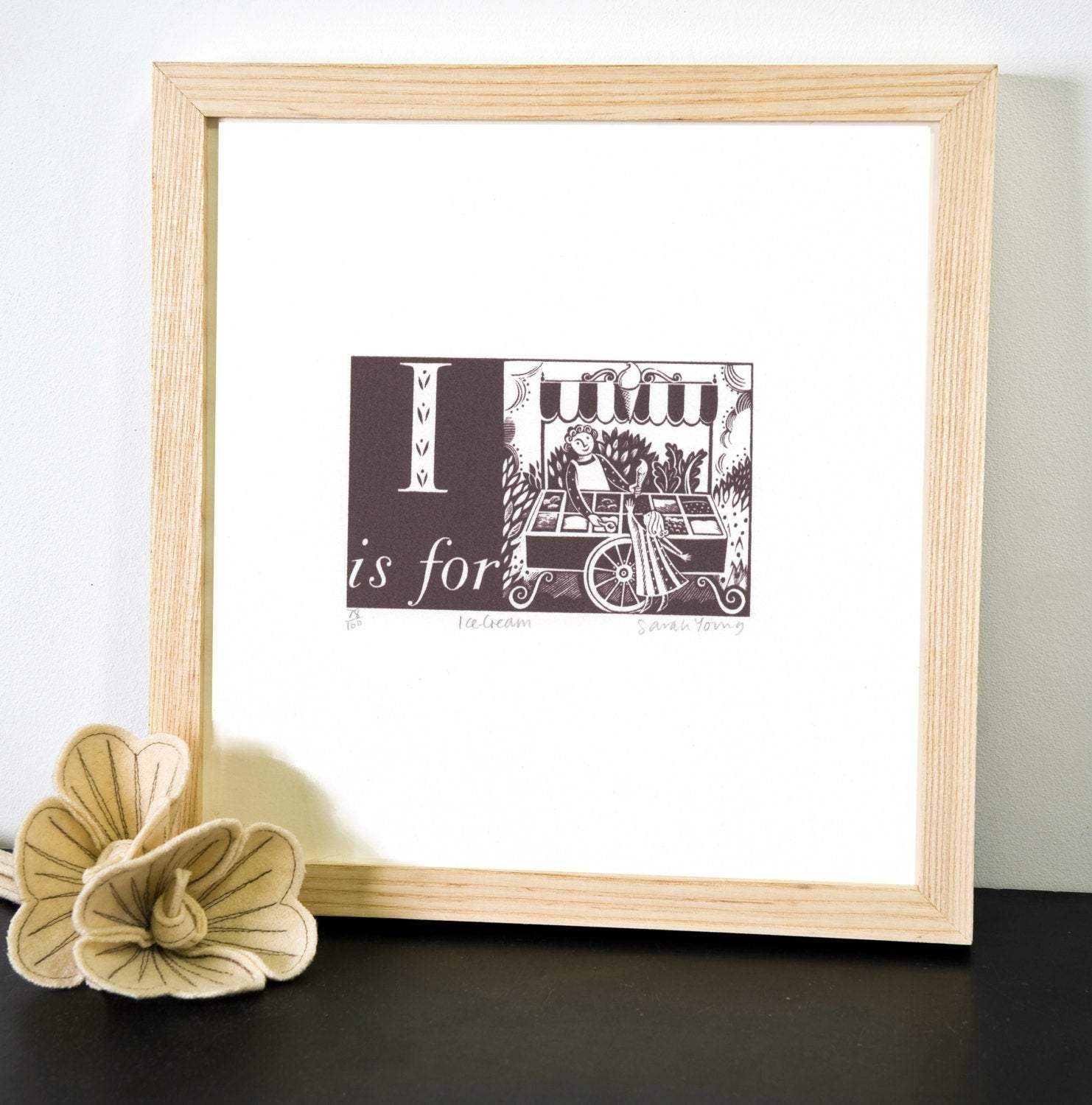I is for Ice Cream - Alphabet Silkscreen Print - Image 3
