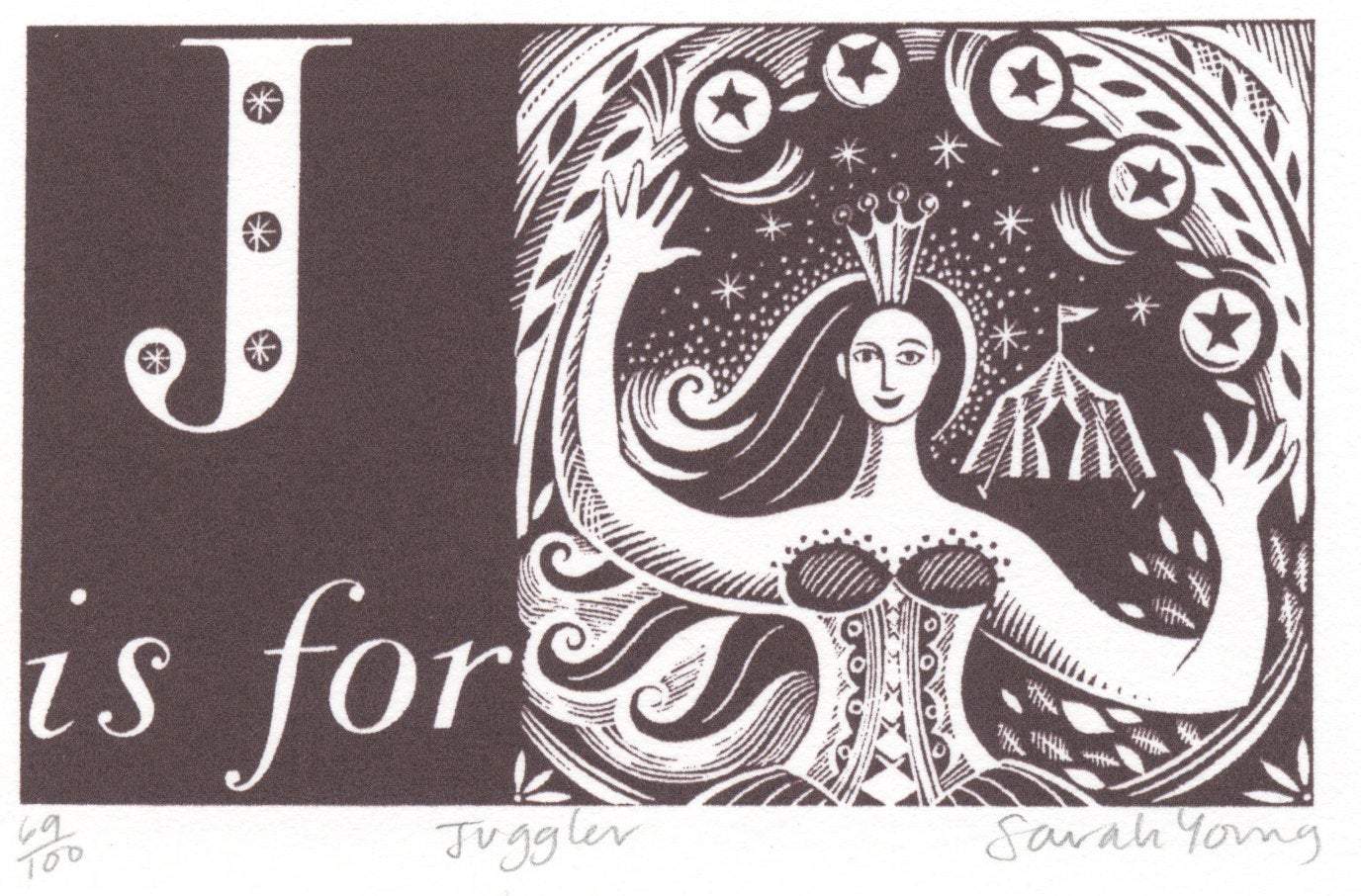 J is for Juggler - Alphabet Silkscreen Print - Image 2