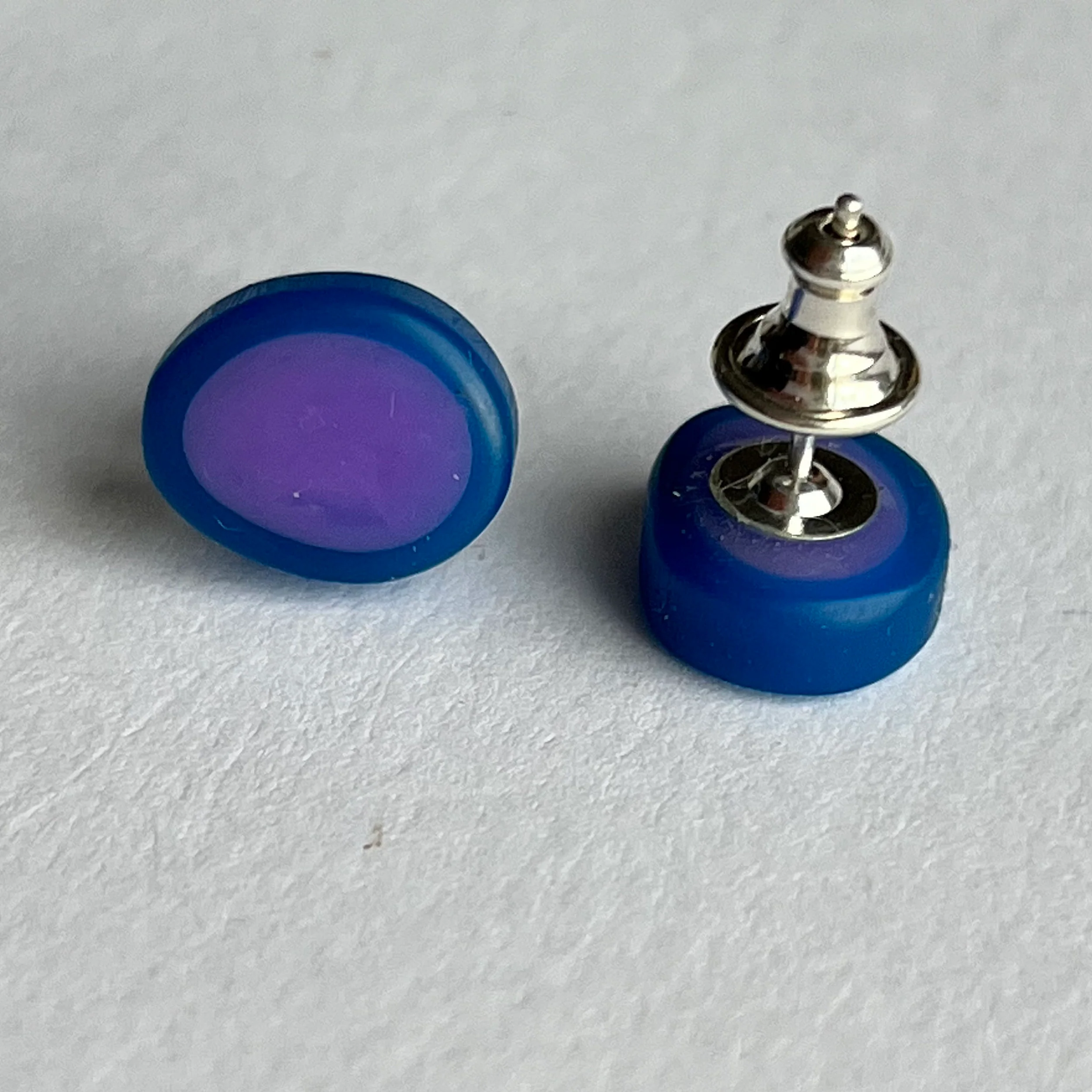 Tiny Oval Resin Studs in Lilac Purple and Blue - Image 2