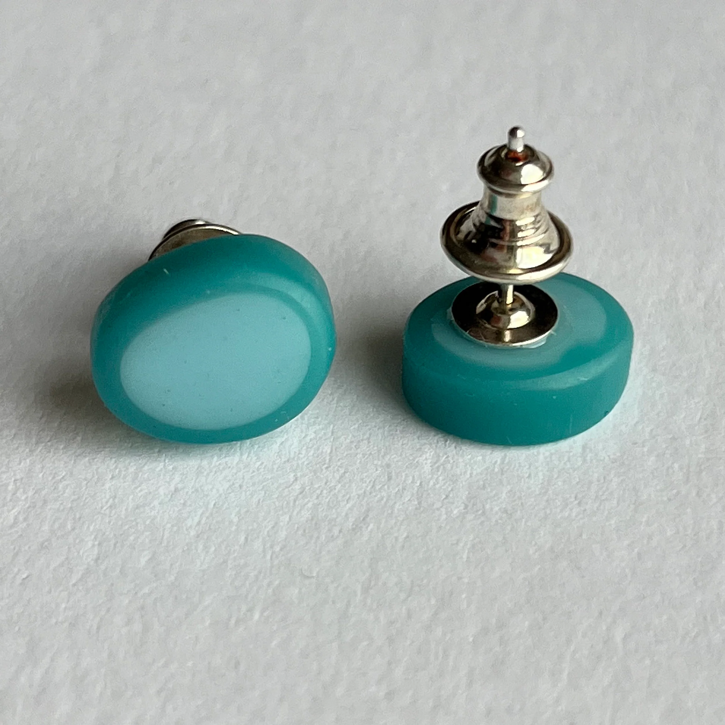 Tiny Oval Resin Studs in Pale Blue and Turquoise - Image 2