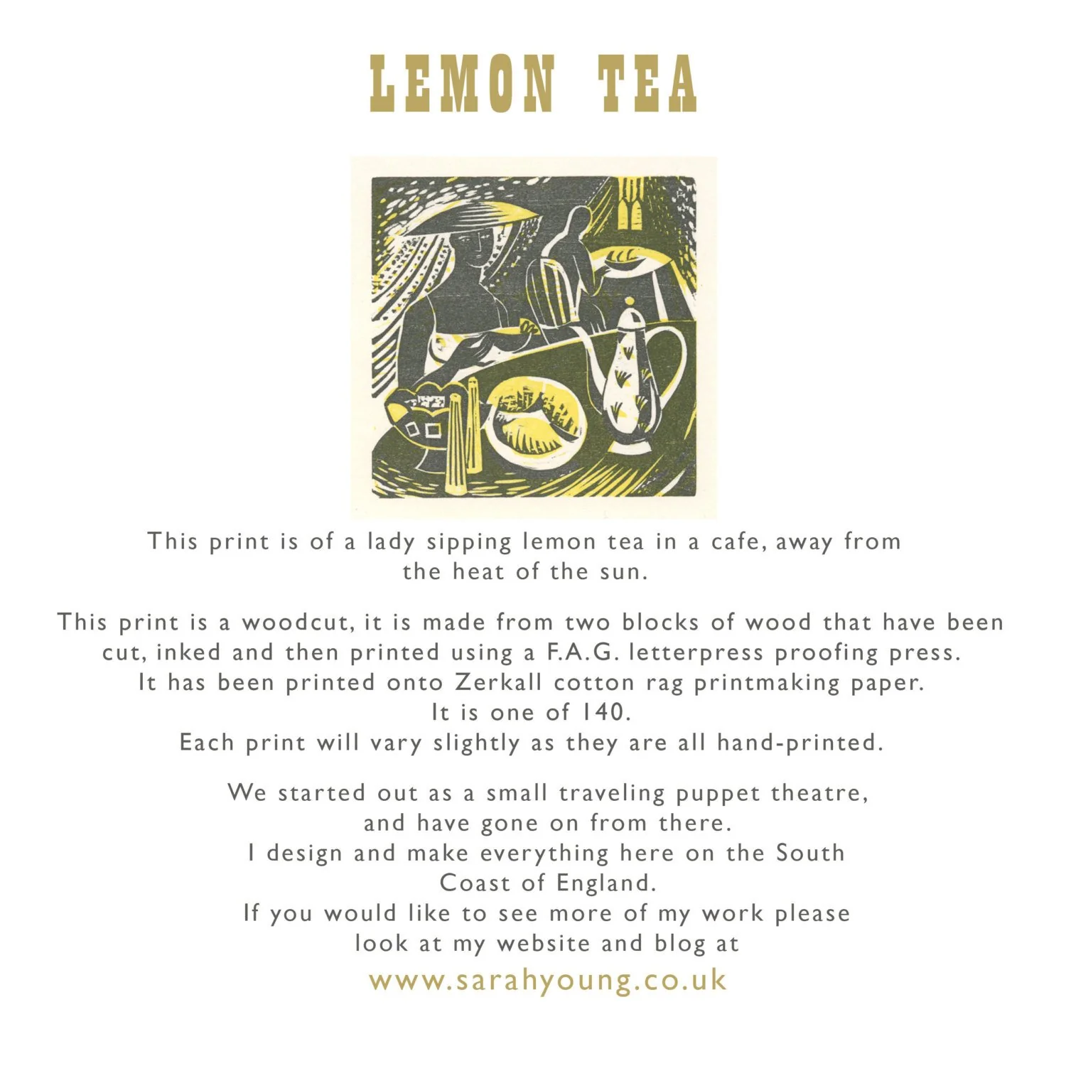 Lemon Tea - Woodcut Print - Image 4