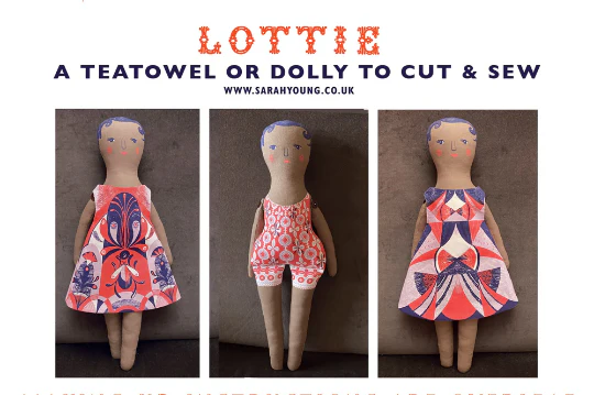 Lottie Doll Tea Towel / Cut and Sew Kit - A silkscreen design - Image 3