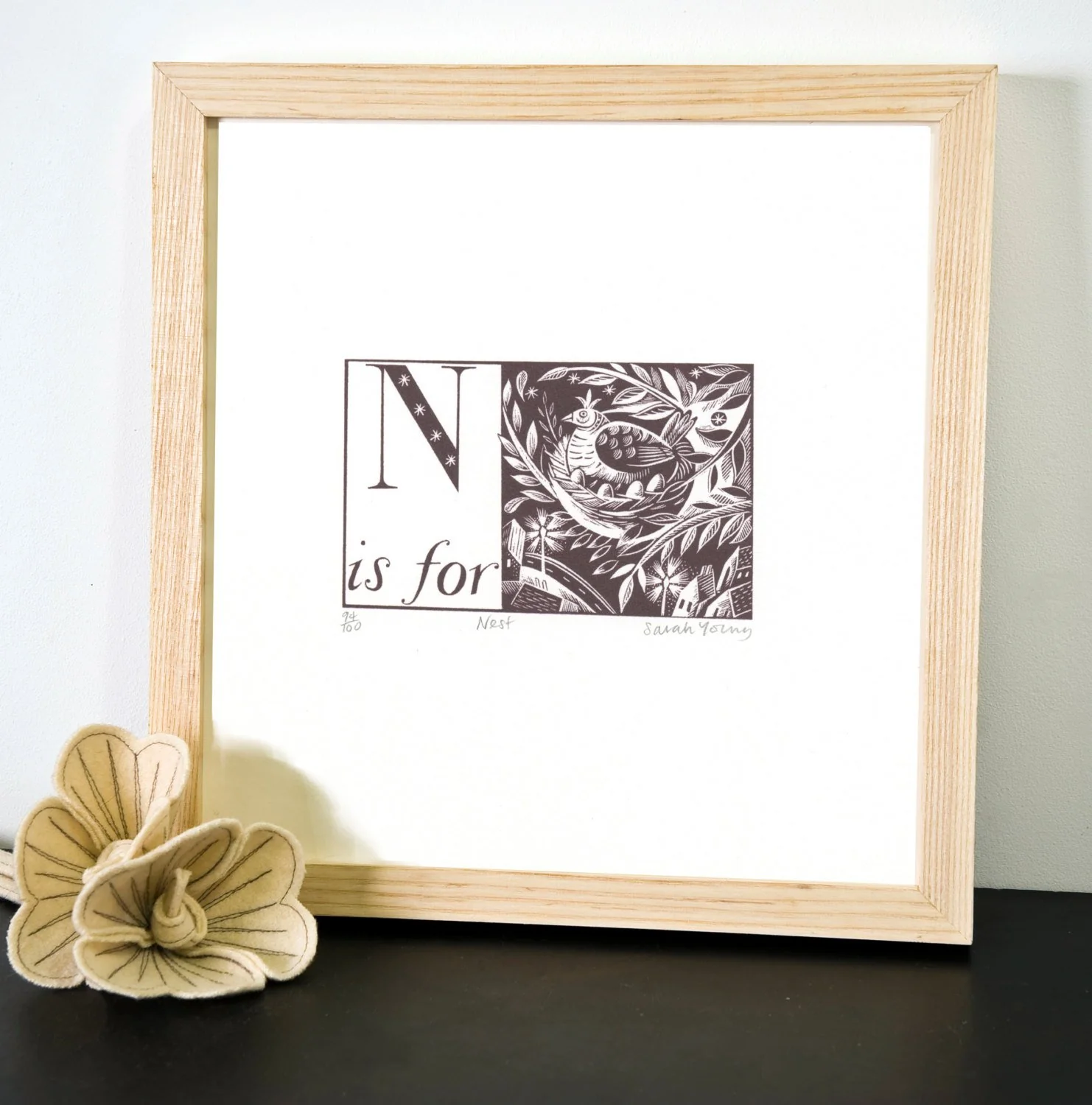 N is for Nest - Alphabet Silkscreen Print - Image 3