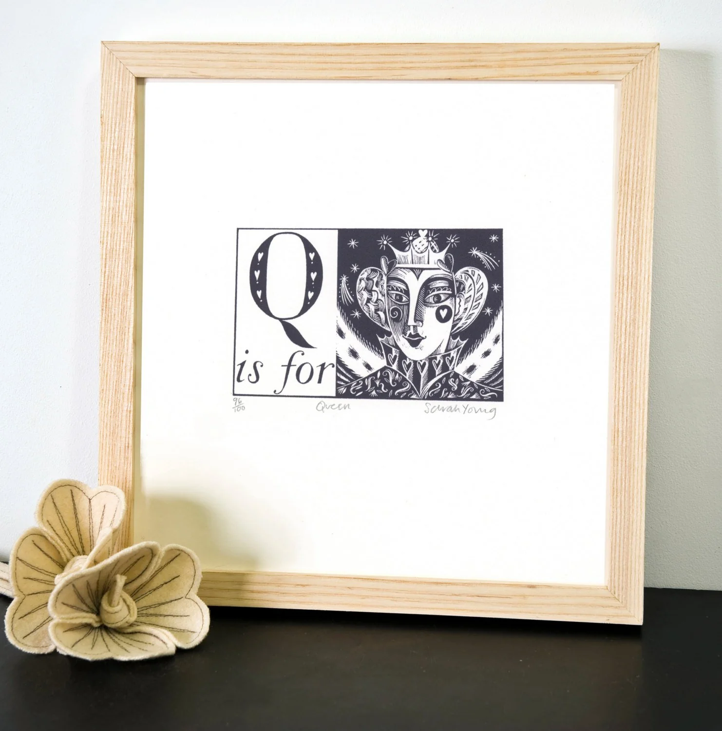Q is for Queen- Alphabet Silkscreen Print - Image 3