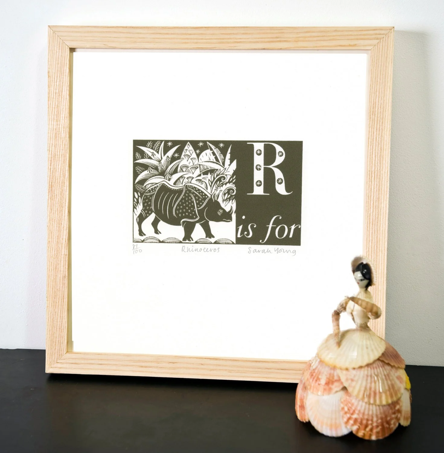 R is for Rhinoceros - Alphabet Silkscreen Print - Image 3