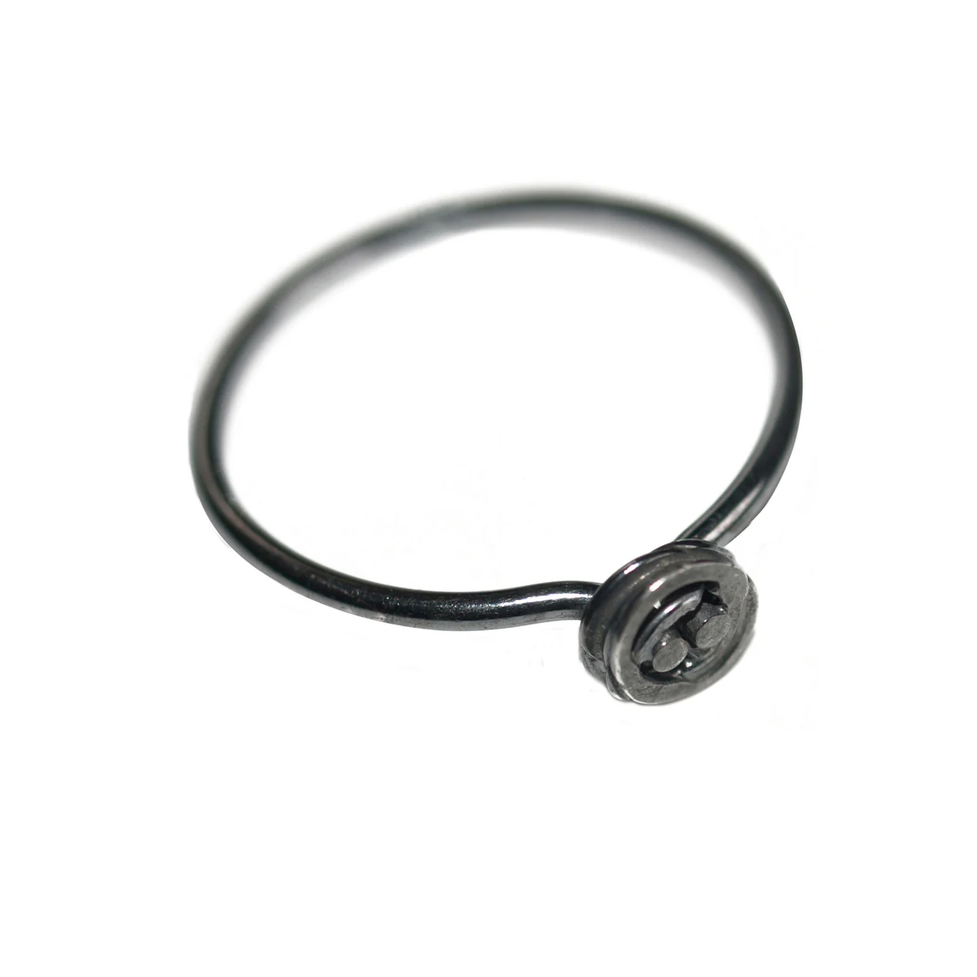 Tiny Pond Ripple Stacking Ring in Oxidised Silver